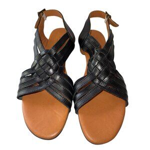 Huaraches by Bearpaw Sandals Womens Size 12 Agate Strappy Black Leather Open Cas